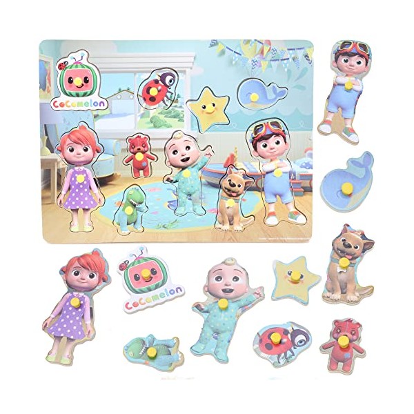 ToylandÂ® Cocomelon Character Wooden Peg Board Children's Learning Puzzle -