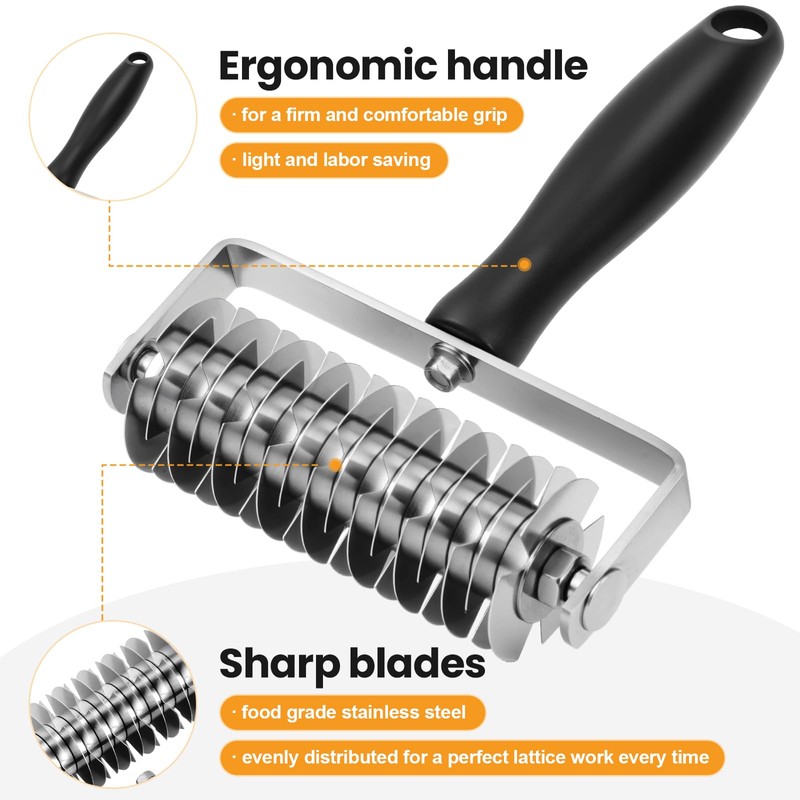 Ecavria Pastry Lattice Roller Cutter, Premium Stainless Steel Lattice Dough