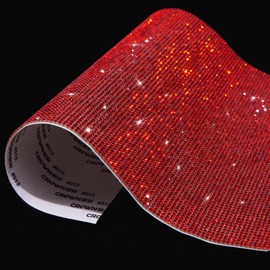 9.4 x 7.9 Inch Bling Crystal Rhinestone Sheets Self Adhesive, Glitter Rhinestone Stickers for Craft DIY, Car Decoration Gem Sheet (Red)