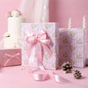 LaRibbons Reversible Bow Wrapping Paper Mini Roll, Pink Bow and