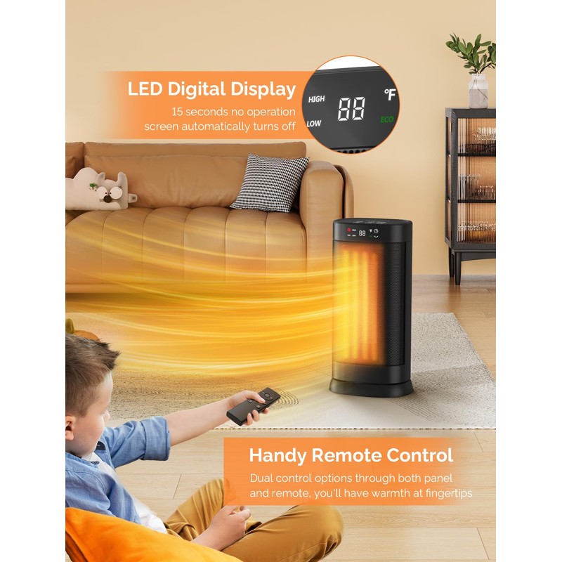 Faryuan Space Heaters for Indoor Use, 1500W Fast Heating Oscillating