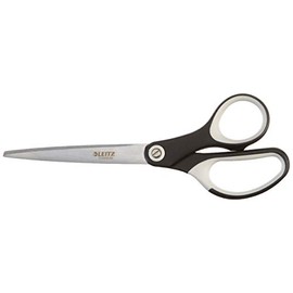 Leitz Titanium Scissors, Right or Left Handed (Ambidextrous), 180 mm, Office Stationary, Ergonomic Handle, Black