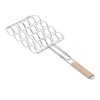 Corn Grilling Basket Stainless Steel Beech Wood Handle Even Heat