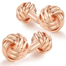 HONEY BEAR Knot Twisted Cufflinks for Men Shirt Wedding Business Gift, Copper, No Gemstone