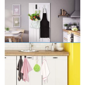 KAXIMON Door Hanger Hooks, 2 Pack Door Hanger without Nails for Bathroom, Kitchen, Office - Coat Hanger Hooks, Ideal for Bedroom, Bathroom, Wardrobe