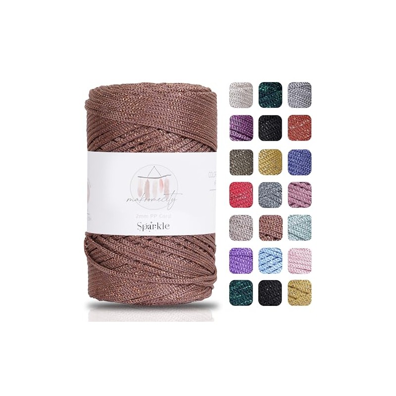 Makromecity, Sparkle Polyester Macrame Cord 2mm x 250 Yards (750