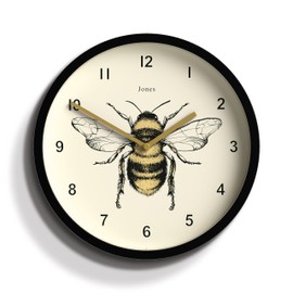 JONES CLOCKS® Bee Wall Clock - Bee Home Accessories - Bee Gifts - Kitchen Clock - Living Room Clock - Office Clock - Modern Clock - Small Wall Clock - Designer Clock - Decorative Dial (Black)