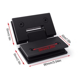 135 Degree Glass Shower Door Hinges, Heavy Duty Frameless Glass Door Hinges Replacement Parts with Mounting Hardware, Stainless Steel Bathroom Gate Clamp for 3/8” to 1/2”Glass, Black