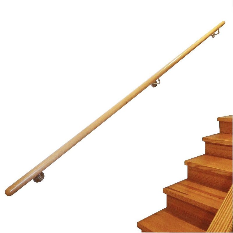Oak Railing Handrail Set Kit with Angled Holder Various End