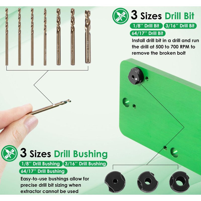 71500 Exhaust Manifold Bolt Stud Drill Template Removal Tool Set