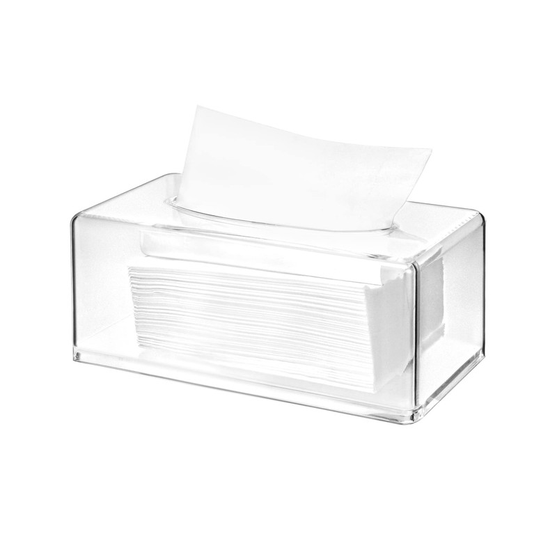 QWORK® Acrylic Tissue Box, Tissue Holder, Napkin Dispenser, Clear, Placed