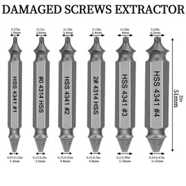 6pcs Damaged&Stripped Screw Extractor, Broken Bolt Extractor Tool Set HSS 4341 High Speed Steel Stripped Screw Extractor Kit for Easily and Quickly Screw Remover Tool and Drill Bit Set (Silver)