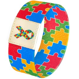 Nanafast Autism Awareness Bracelet Elastic Wristband for Women&Men Autism Awareness Jewelry Gifts-Colored Ribbon-6.3"