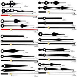 LEEQ Set of 12 Style Hands for Wall Clock - Aluminium Clock Hands Kit Quartz Clock Movement Long Hands DIY Replacement Parts for Clock Repair (Black)