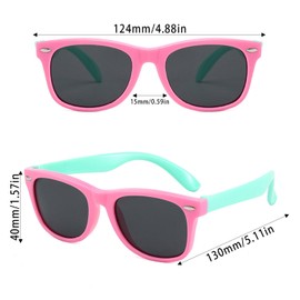 DRERIO Kids Sunglasses Polarized Sunglasses for Toddlers Navigator Sunglasses UV Protection for Boys Girls Baby Kids Polarized Glasses Age 3-8 Years, Pink-Green