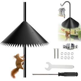 Squirrel Baffle for Bird Feeder Pole, 7.1in x 14in Black Squirrel Proof Bird Feeders Protection, Rat Proof Bird Feeder Guard, Universal Fit for Outdoor Bird Feeding Stations