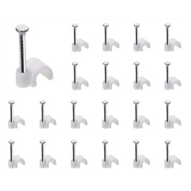 Mini Skater Ethernet Cables Wire Clip with Steel Nail for Securing Extension Cords Coaxial Cable Management (3.5mm, White, 100)