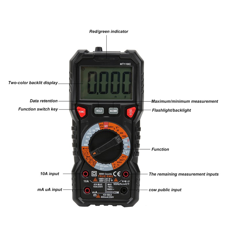 Multimeter Meter 6000 Count Digital Automatic Range True Effective Value