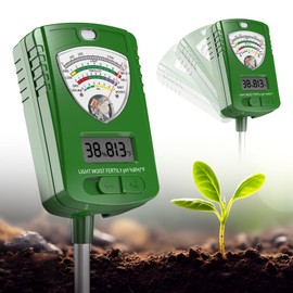 7 in 1 Soil PH Tester, Soil Meter for Moisture/PH/Temperature/Sunlight/Nutrient/Humidity Test Kit for Garden, Lawn, Farm, Indoor & Outdoor Plants (Battery Included)