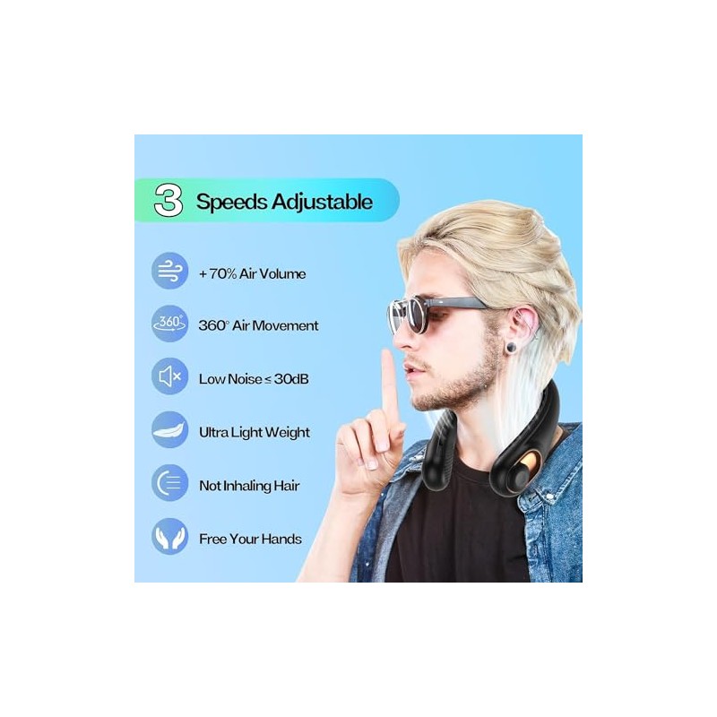 KIDEE Bladeless Neck Fan - Portable Hands-Free Cooling Device