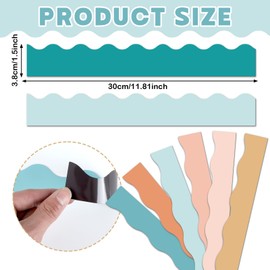 12Pcs Boho Groovy Magnetic Bulletin Board Borders for Classroom Decorations Whiteboard Strips Colorful Scalloped Trim Magnetic Borders for Back to School Teacher Supplies Office Door Chalkboard Decor