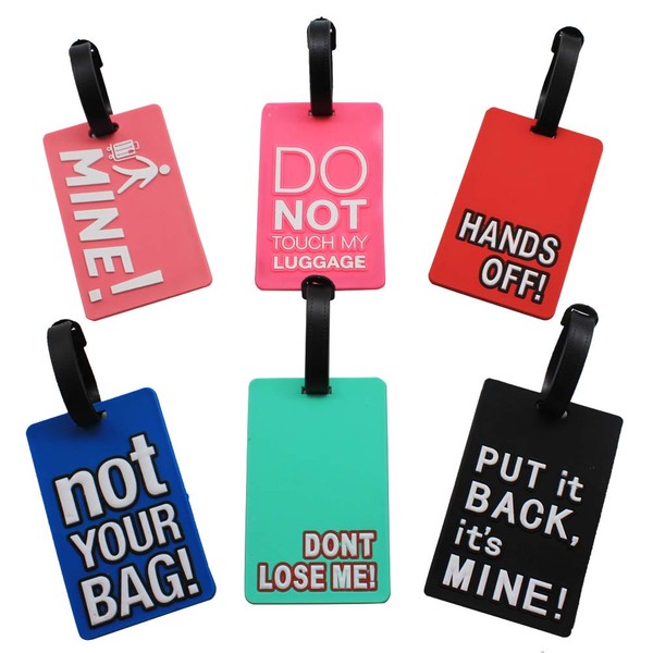 Mziart Funny Luggage Tags Set of 6 Colorful Unique Travel Baggage Bag Tags Suitcase Identify Labels for Women Men