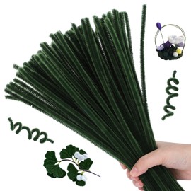 Hssugi Pipe Cleaners, 100PCS Moss Green Pipe Cleaners Craft Supplies, Pipe Cleaners Bulk Fuzzy Sticks for DIY Art and Craft Projects Home Decoration