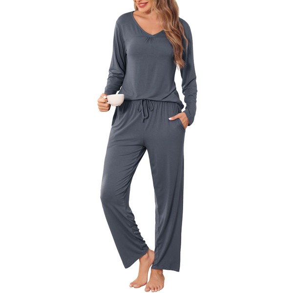 Vlazom Pyjamas Set for Women V-Neck Pj's Sets Soft Two