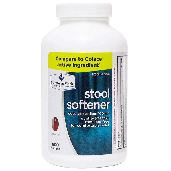 Members Mark Stool Softener, Docusate Sodium 100mg (600 ct.) AS