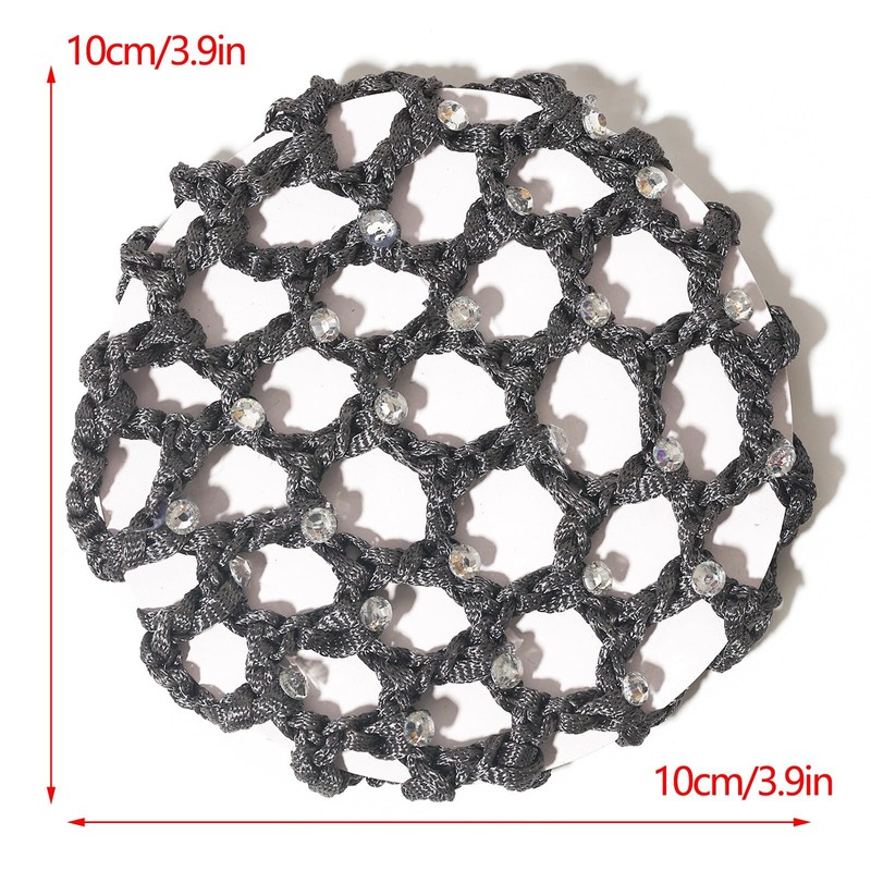 Pack of 3 Bun Net Hair Net with Rhinestones Hair