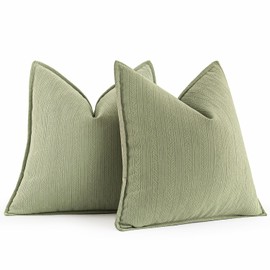 MIULEE Sage Green Decorative Pillow Covers 20x20 Inch Set of 2 Chenille Couch Throw Pillow Covers Farmhouse Cushion Cases with Elegant Design for Home Decor Sofa Bedroom Living Room