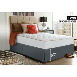 Utopia Bedding Bed Skirt - Soft Quadruple Pleated Ruffle - Easy Fit with 15 Inch Tailored Drop - Hotel Quality, Wrinkle, Shrinkage and Fade Resistant (Grey, Twin)