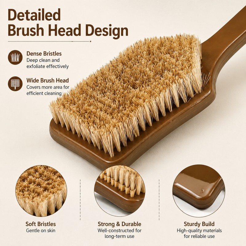 Long Handle Back Scrubber for Shower – Curved Body Brush