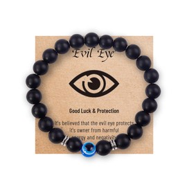 Evil Eye Bracelet for Men Hematite Evil Eye Beaded Bracelet Natural Stone Evil Eye Protection Bracelet Luck Amulet Bracelet Trendy Jewelry Gifts for Teen Girls Boys