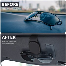 TIESOME Sonnenbrillenhalter für Auto Sonnenblende, Magnetische Auto Sonnenbrillenhalter Leder Brillenbügel Clip für Auto Ticket Card Clip Brillenhalter Auto Visier Zubehör (Schwarz)