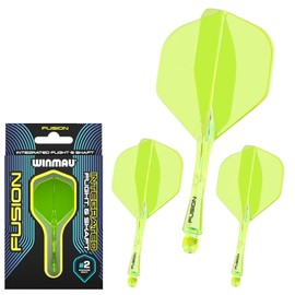 Winmau Fusion Fluoro Yellow Intermediate Intergrated Dart Flight and Shaft System - 1 Set per Pack (3 Flights and shafts in Total)