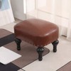 Kelendle Small Foot Stool for Living Room Brown Leather Stool