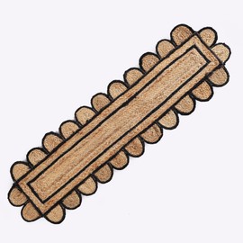 Madhu International Jute Scalloped Black Runner 13X48 Inch, Sustainable and Eco-Friendly Handwoven Dining Rug, Reversible for Kitchen, Living Room, Wedding, and Rustic Farmhouse Décor