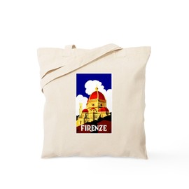 CafePress Vintage Florence Italy Travel Tote Bag Natural Canvas Tote Bag, Reusable Shopping Bag