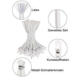 WMZOBH Bungee Cord with Hooks, Pack of 50, Expander with Hooks, 25 cm, Multifunctional Tarpaulin Tensioner, Rubber Tensioner with Hooks for Camping Tarpaulin, Trailer Tarpaulin, Pool Cover (White)