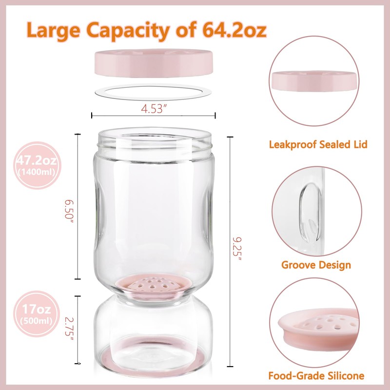 ZENS Pickle Jar with Strainer Flip, 64 oz Pickle Container