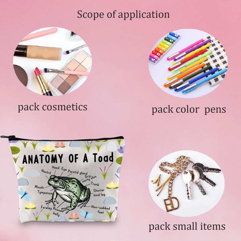 MNIGIU Toad Anatomy Makeup Bag Toad lover Gift Toad Merch