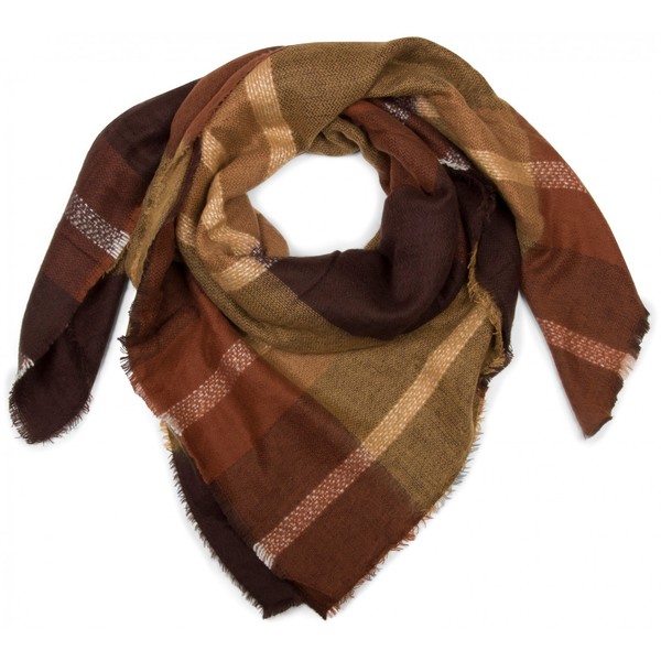 styleBREAKER square cut XXL scarf, fringed blanket scarf with tartan