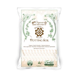 Organic Mechanics Premium Blend Potting Soil, 1 Cubic Foot - Moisture Retentive with Compost, Aged Pine Bark, Worm Castings, and Perlite for Containers, Transplanting & More - Peat-Free