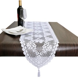 mookaitedecor Lace Table Runner for Kitchen, Rectangle Table Cloth Table Decoration Cloth for Party, 33 x 150 cm