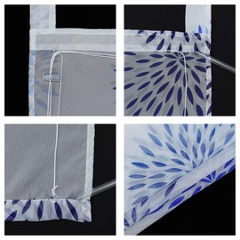 Eslir Roman Blind with Tabs, Kitchen Roman Curtains, Transparent Tab-Top Roller Blinds, Circular Motifs, Modern Voile Blue, W x H 80 x 140 cm, Pack of 1