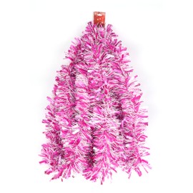 YYCRAFT 10 Yards Two-Color Metallic Tinsel Twist Garland (3 Inch,Hot Pink/White)