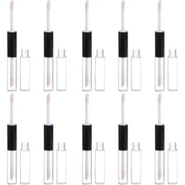 ULTECHNOVO 10 Tubos de Brillo Labial de Plástico Negro con Doble Cabezal y Tapones de Goma para Uso Diario y Diy, Capacidad de 4ml cada Uno
