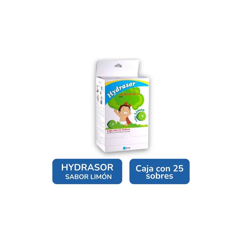 Hydrasor Electrolitos Orales Polvo Sabor Limón caja con 25 sobres