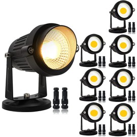 ELEGLO 5W Led Spotlights Outdoor Landscape Lights,Low Voltage Led Landscape Lighting,12V AC/DC Waterproof Flag Lights for Yard Wall Mounted Light 3000K Ultra Warm White Lawn Decorative Lamp (8Pack)